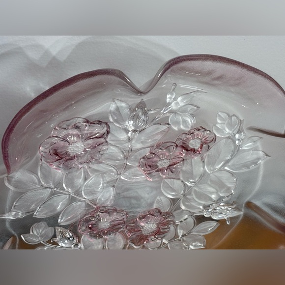 VTG Mikasa Walther Crystal Rosella Tinted/ Frosted Floral Serving Dish 12 3/4” - Picture 4 of 5